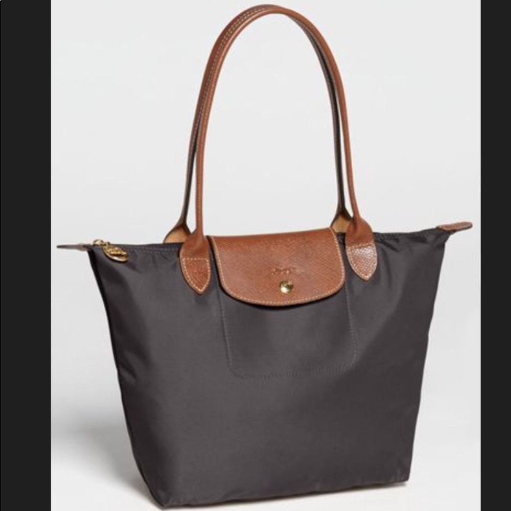 Longchamp Small Le Pliage Shoulder Tote Gunmetal